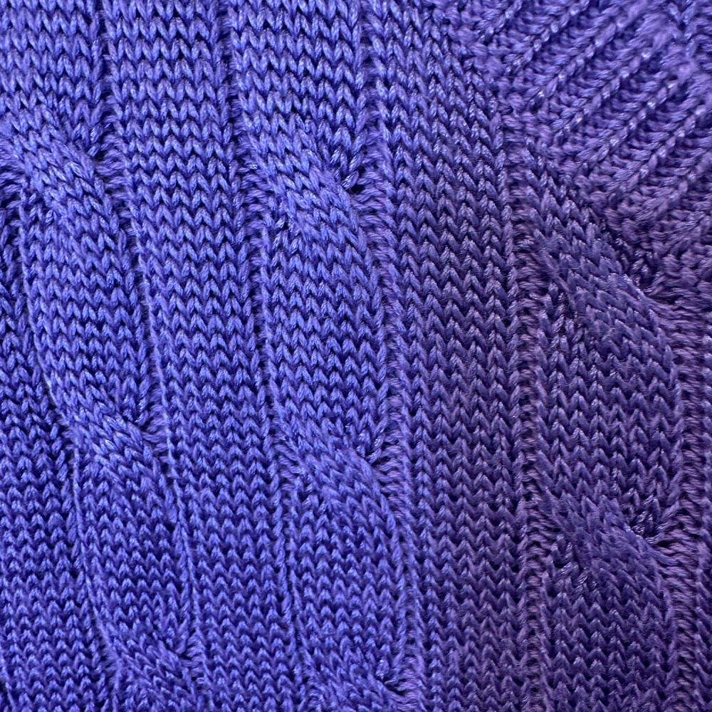 Lauren Ralph Lauren Purple Cable Knit Short Sleeve Sweater L EUC - Picture 3 of 4